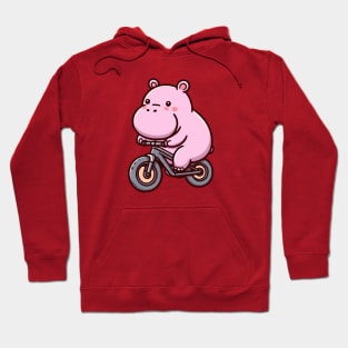 cute hippo mountain biking Hoodie